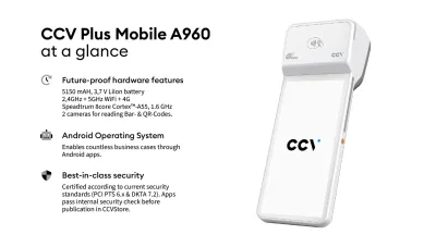 CCV Plus Mobile A960 payment terminal CCV Plus Mobile A960 payment terminal