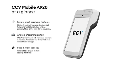 CCV Mobile A920 payment terminal at a glance