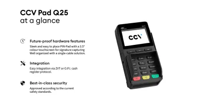 CCV Pad Q25 payment terminal at a glance CCV Pad Q25 payment terminal at a glance