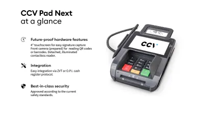 CCV Pad Next payment terminal at a glance
