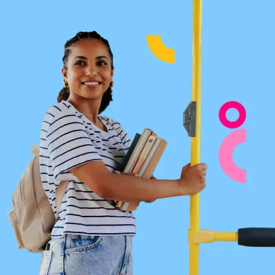 A girl in a public transport A girl in a public transport